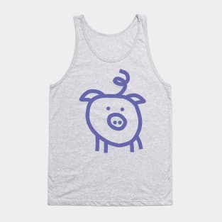 Very Peri Periwinkle Blue Line Animals Cute Pig Color of the Year 2022 Tank Top